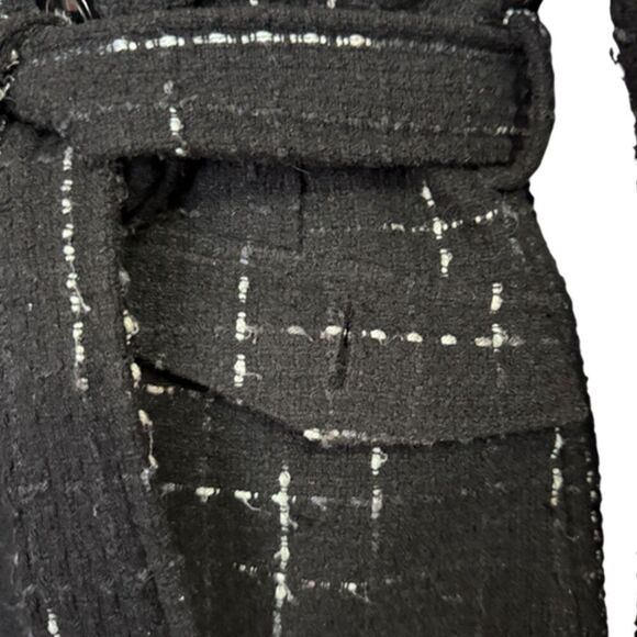 Maralyn & Me Double Breasted Pea Coat Tweed Black Plaid Jacket - Picture 10 of 14